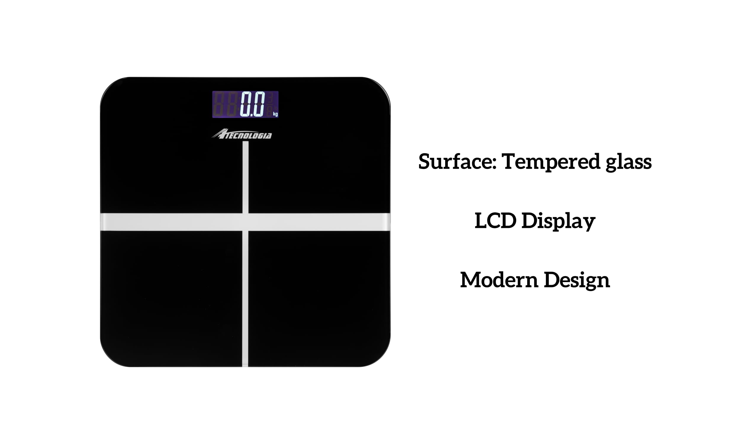 Bilancia Pesapersone Digitale Elettronica da Bagno, Alta Precisione Display a LED Retroilluminato, Step-On, Ultracompatto, Capacità 180kg, Nero