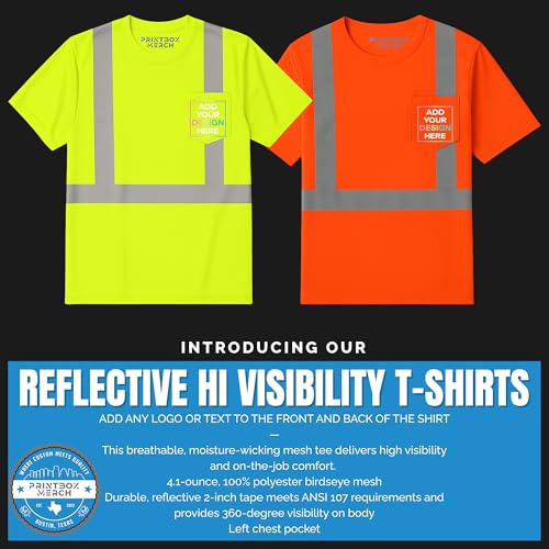 Reflective Hi Vis Custom Shirt for Men, Moisture Wicking Shirts, Hi Visibility ANSI 107 Safety Business Construction Utility3