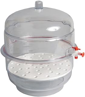 United Scientific 12" Polycarbonate Vacuum Desiccator - Autoclavable, 740mm Hg Leak-Proof Vacuum, Crystal-Clear Lab Storage