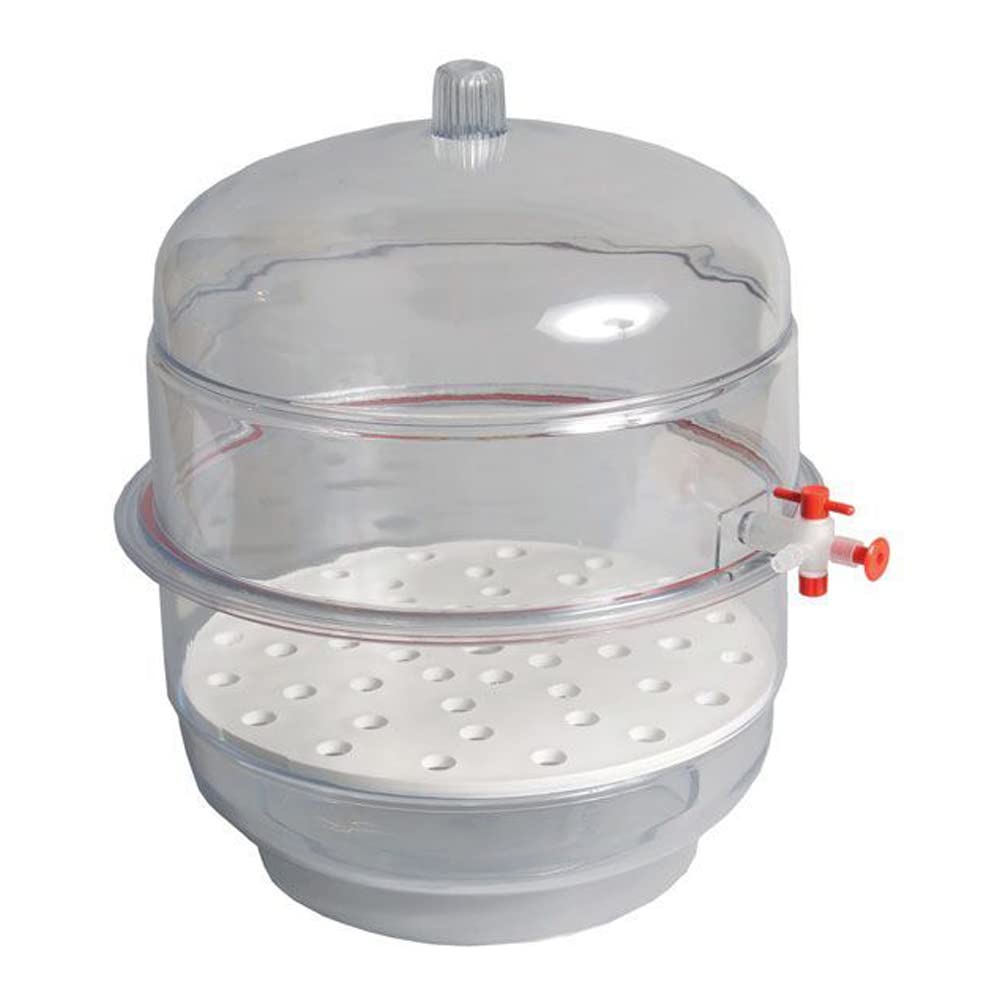 United Scientific 12" Polycarbonate Vacuum Desiccator - Autoclavable, 740mm Hg Leak-Proof Vacuum, Crystal-Clear Lab Storage