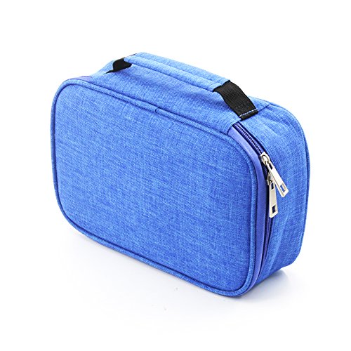 Grande trousse Laconile à fermeture pour crayons et autres accessoires - Capacité : 72 crayons de couleur bleu