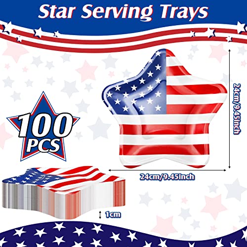 Sunnyray 100 Pcs Patriotic Paper Plates 9 Inch Dessert Star Shape Plates Disposable American Flag 4Th Of July Tableware Usa Star Serving Trays For Cookies Barbecues Picnics Holidays Party Supplies #TOP1