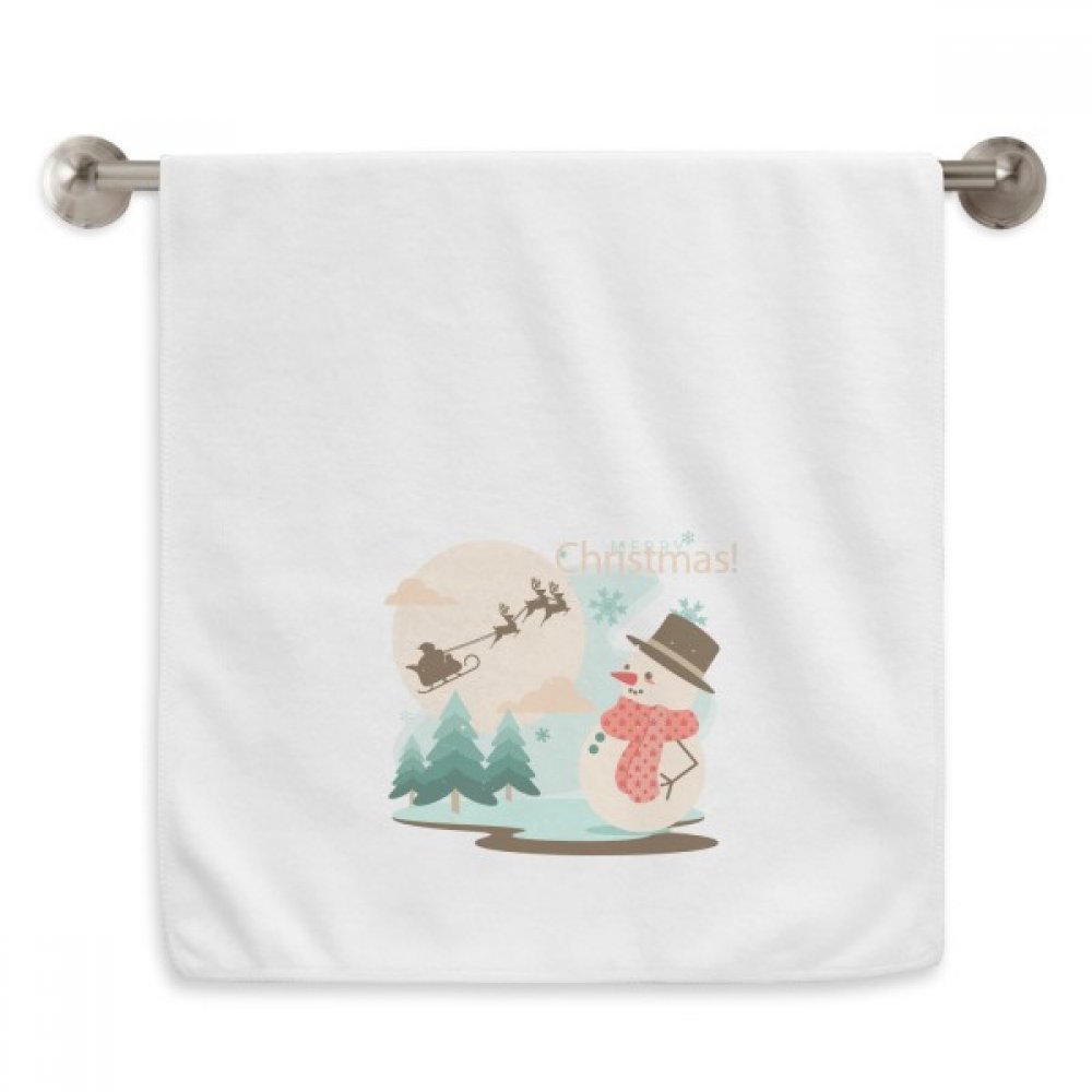 Serviette Motif Diadème Bonhomme de Neige | Idée Cadeau Noël Linge Moelleux Blanc 33x73cm