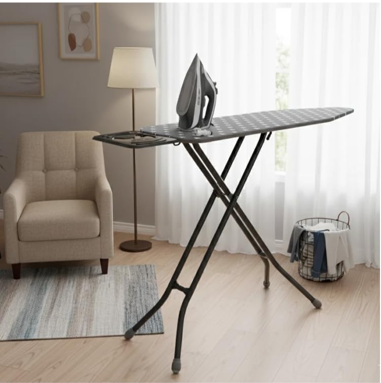 Bügelbrett Höhenverstellbar 120 x 38 cm – Stabiles Bügeltisch mit Bügeleisenablage & Dampfdurchlässiger Bügelfläche, Klappbar, rutschfest, für Dampfbügeleisen Geeignet