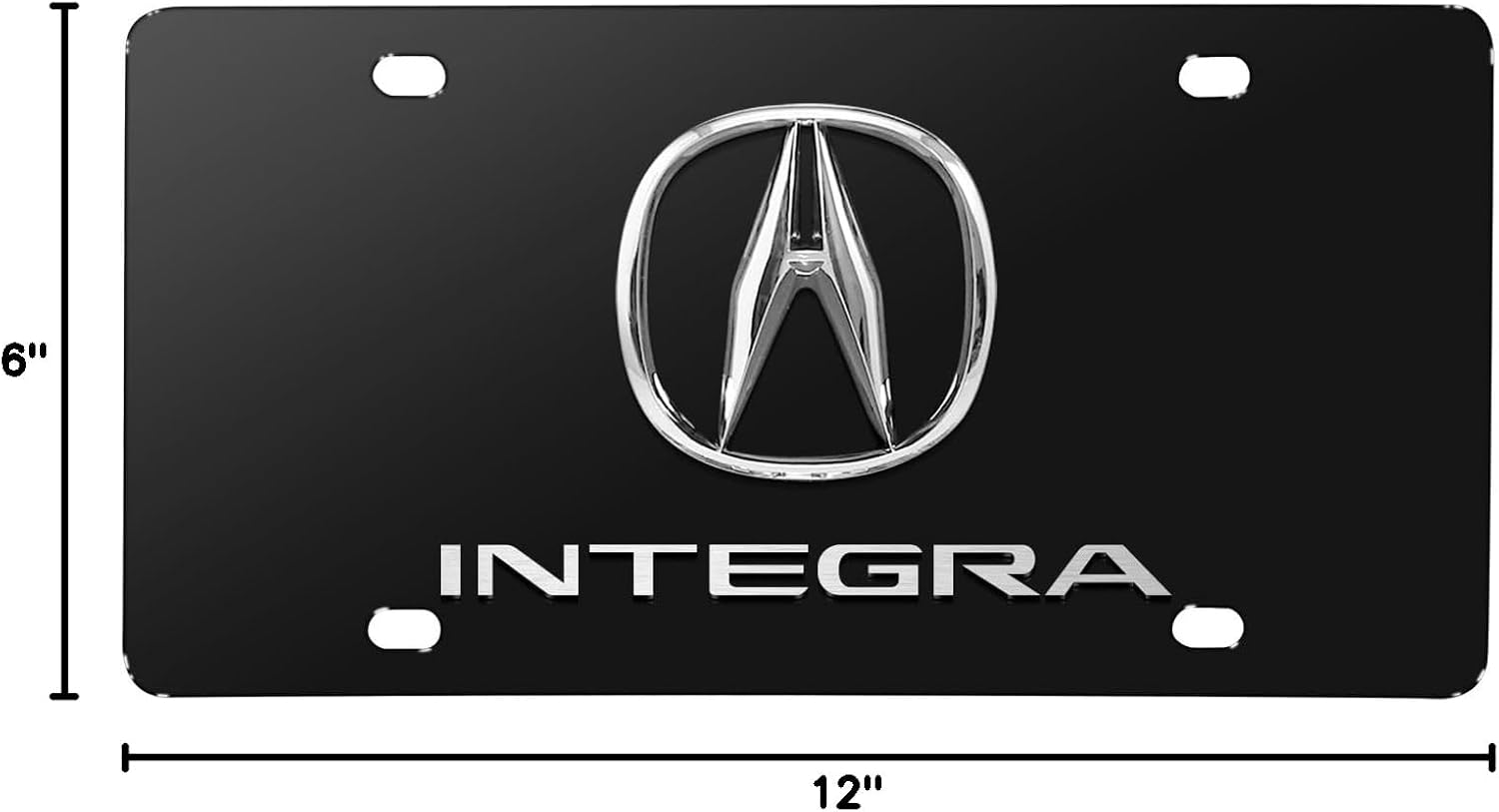 iPick Image for Acura Integra Dual Logo in 3D on Black Stainless Steel License Plate for Decorative