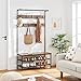 VASAGLE DAINTREE 3-in-1 Entryway Coat Rack and Storage Bench, Pipe Style Hall Tree with 9 Hooks, Multifunctional, Sturdy Steel Frame, Large Size, Industrial, Rustic Brown and Black UHSR47BX