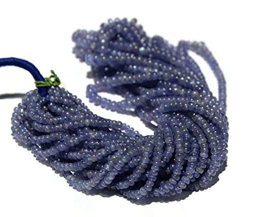 Naturalny tanzanit gładkie gładkie koraliki rondelle, naturalne koraliki tanzanitowe, naturalne koraliki z kamieni szlachetnych, rozmiar 3 mm do 5,5 mm 40 cm sznur