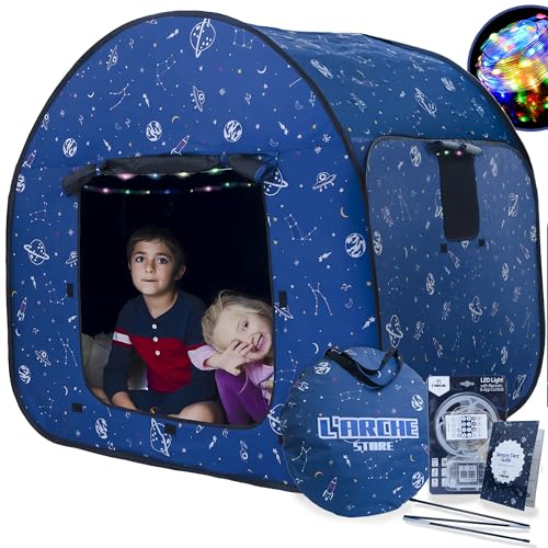 L’ARCHE Sensory Tent for Kids with LED Lights & Remote Blackout Pop-Up Calm Down for Autism, ADHD & SPD Indoor Sensory Room Play Tent Foldable & Portable (Space Theme, Big 47.2 inches)