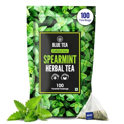 BLUE TEA - Spearmint Tea - 100 Count - Pyramid Plant Based Tea Bag