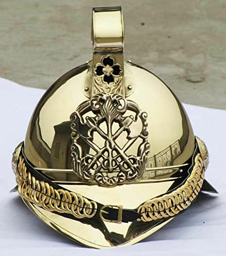 Circonferenza interna: 64 cm crystal-crafts Elmo capo britannico della brigata dei pompieri in ottone