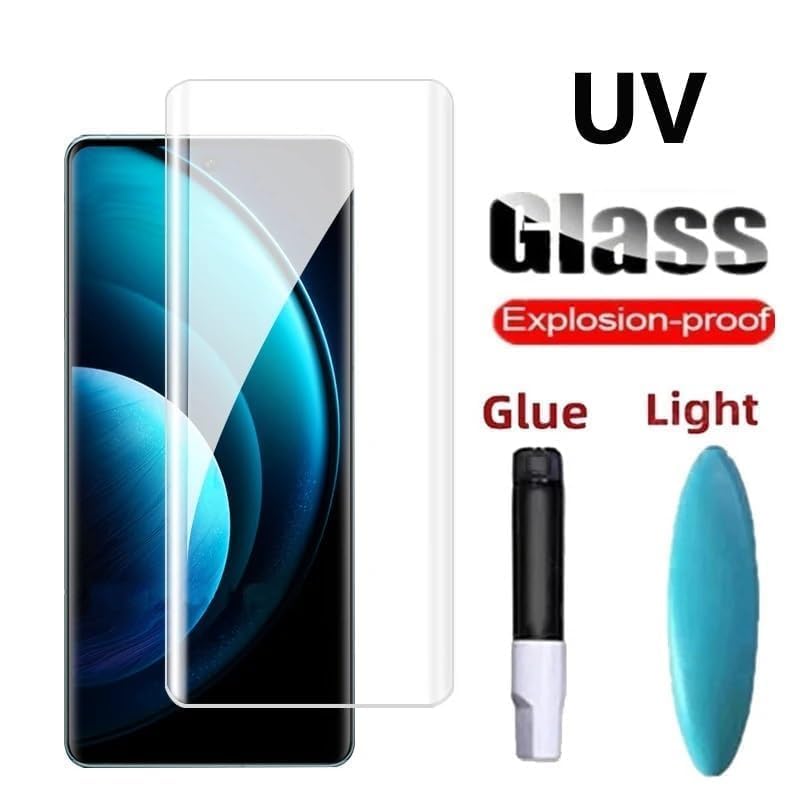 Image of Diruite Premium Tempered Glass Design for Vivo X100 5G / Vivo X100 Pro 5G Advanced Border Less Full Edge-To-Edge Protector UV Screen Protector and Easy Installation Kit-(Pack of 1)