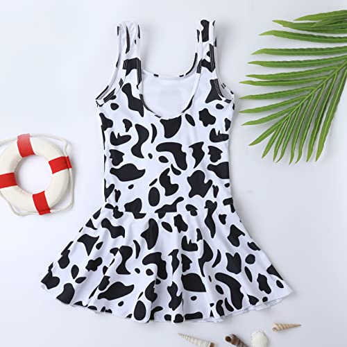 Yirongwang Girls Swimsuits, One Piece Swimsuit For Girls Bathing Suit Beach Princess Swim Dress Quick Dry Swimwear 3-10 Years Cow #TOP2