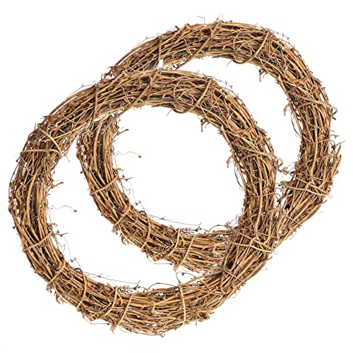 com-four® 2 x coroas de madeira decorativas de bricolage para retoques - coroa de vime para decorar janelas, mesas e portas ou para o Natal (2 peças - coroa Ø 30 cm castanho claro)
