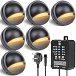 HIBOITEC Dimmable Decking Lights, Dusk to Dawn Sensor＆ Timmer, IP67 Waterproof Low Voltage Garden Lights with Transformer, Warm White Deck Lighting Mains Powered for Wooden Fences Stair Step(6 Pack)