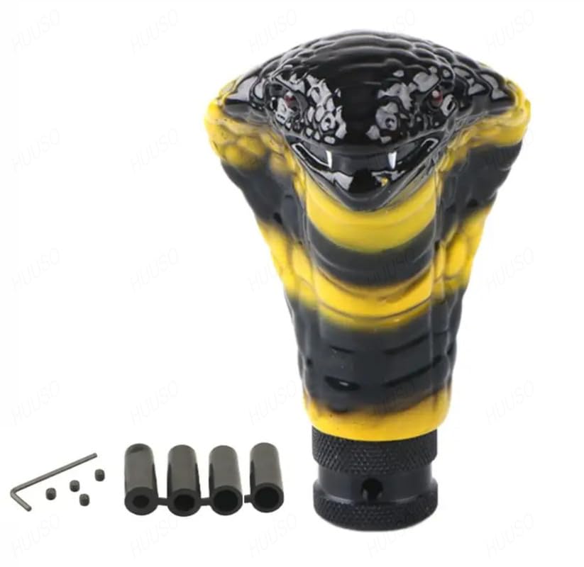 Car Gear Shift Knob Black and Yellow Cobra, 5 Speed Manual Transmission Compatible with Hyundai Elantra (Type-I) 2004-2007
