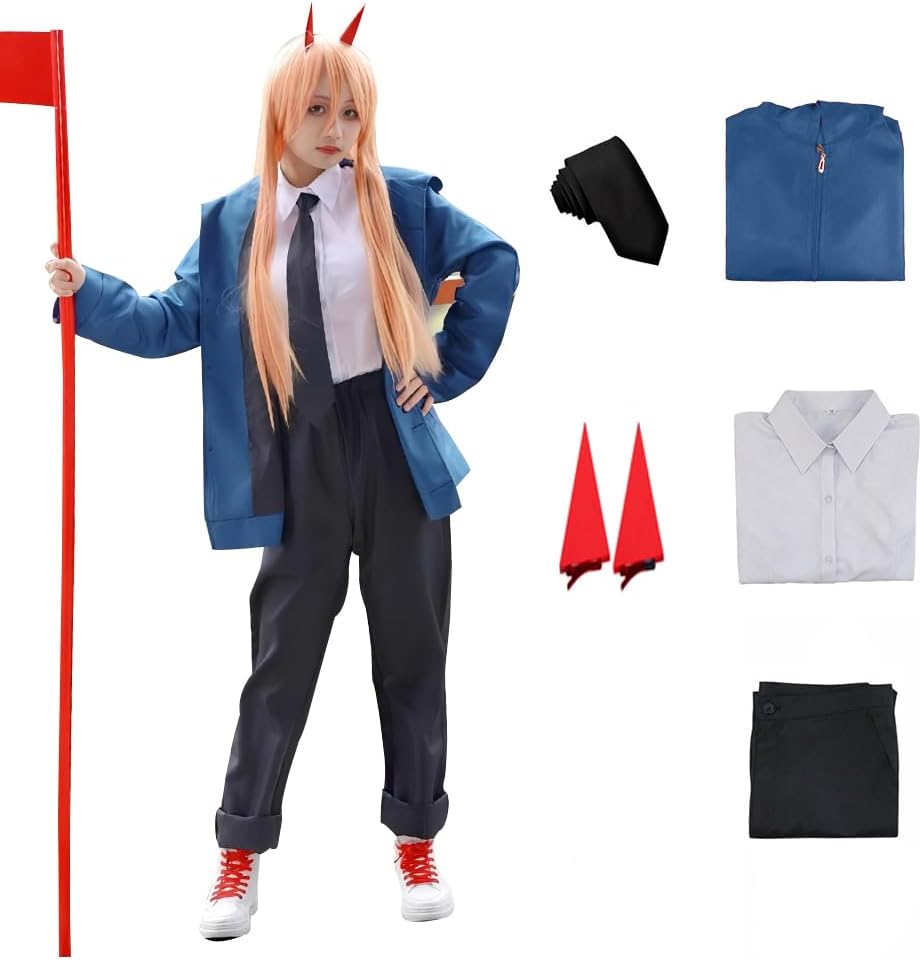 IS MY BIKE OKAY ChainsawMan Costume Makima Black Dress Cosplay Uniform Denji Outfit Power Jacket Suit Halloween
