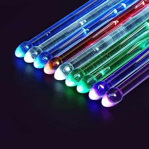 Rechargeable 15 Color Changing LED Light Up Drum Sticks With Storage Bag, Glow In The Dark Drumsticks, Drummer Gifts Glow Plastic Drum Sticks for Adults,Personalized DrumSticks（２pcs／Pack）