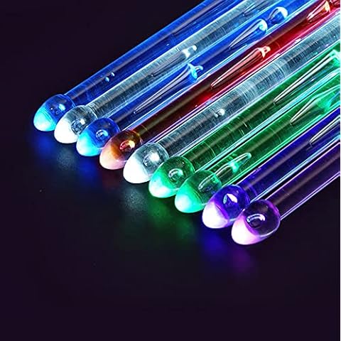 Rechargeable 15 Color Changing LED Light Up Drum Sticks With Storage Bag, Glow In The Dark Drumsticks, Drummer Gifts Glow Plastic Drum Sticks for Adults,Personalized Drum Sticks（２pcs／Pack） Cover