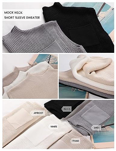 Image of Himosyber Women's Solid Sleeveless Vest Mock Neck Cap Sleeve Knitwear Sweater Tops