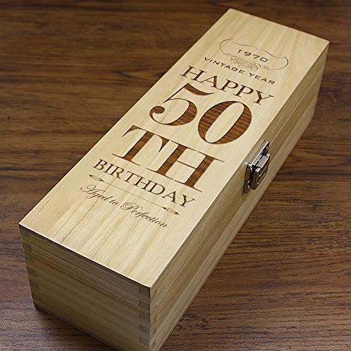 Scatola Regalo In Legno Per Due Bottiglie Di Vino Con Incisione Personalizzata - Matrimonio Dell'Anno