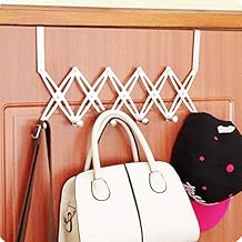 Adjustable Over The Door Hook Hanger, Stainless Steel Heavy Duty Door Hanger for Clothes, Coats, Robes, Hats, Towel Rack Organizer, Bathroom Hooks, Pack of 1, Silver