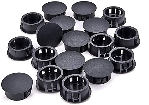 Image of Heyiarbeit 100pcs Hole Plugs 4 /5 inch / 20mm Nylon Plastic Round Snap in Type Locking Hole Tube Furniture Fencing Post Pipe Insert End Caps Black Tone