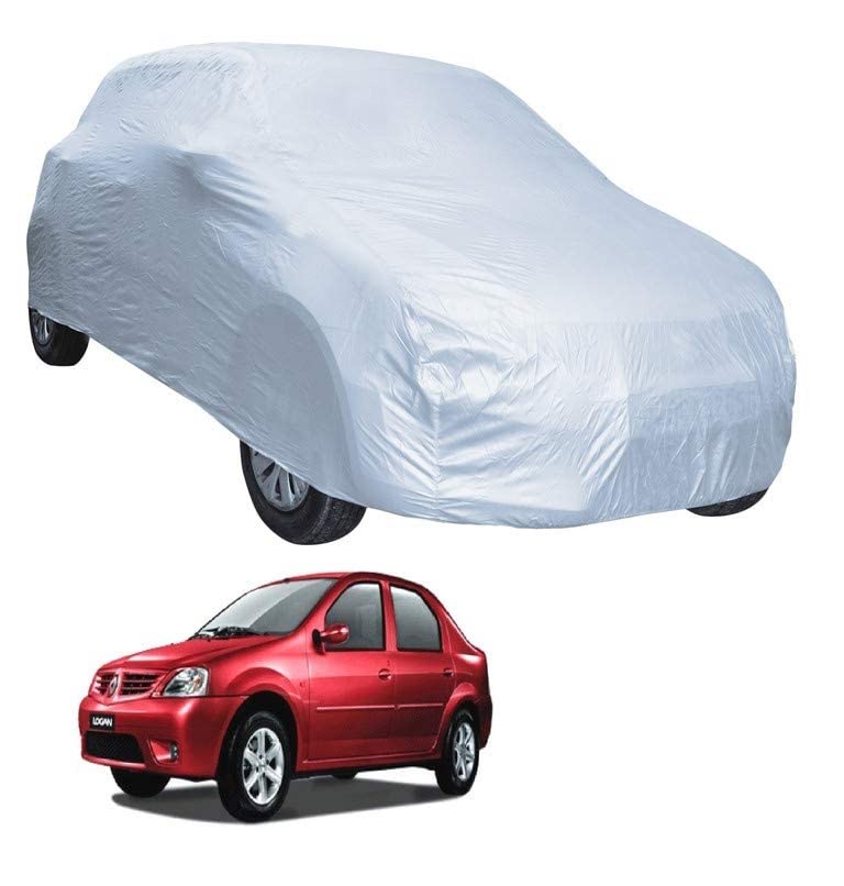 Image of Auto Hub Car Cover Compatible with Mahindra Logan with Mirror Pocket, Water Resistant, Triple Stitched, Logan Car Cover- Plain Silver