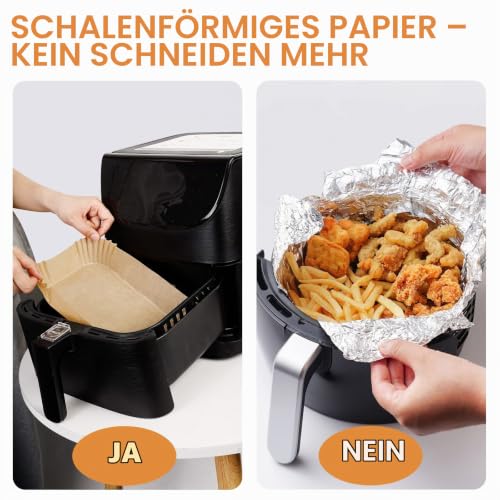 AiQInu Backpapier für Heißluftfritteuse mit Doppelkammer, 100 Stück 22x14cm Rechteckig Airfryer Backpapier Antihaft-Einweg Wasserdicht… – Ansicht 5