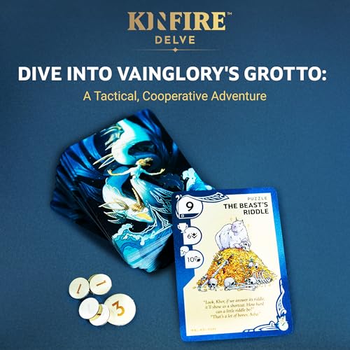 Image of Incredible Dream Kinfire Delve: Vainglory's Grotto - Solo or 2-Player Tactical Card and Dice Game - Puzzle-Focused Fantasy Adventure - 60+ Minute Gameplay - Compact, Replayable, Ages 14+