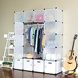 UNICOO - Multi Use DIY 20 Cube Organizer, Wardrobe, Bookcase, Storage Cabinet, Wardrobe Closet with Design Pattern - (Deeper Cube, Semitransparent)