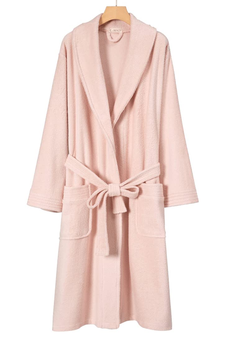 Albornoz de SPA Suave y cálido para Hotel, Bata de Toalla Unisex LongTerryTowel, Bata de baño para Mujer,Pink-Miss M