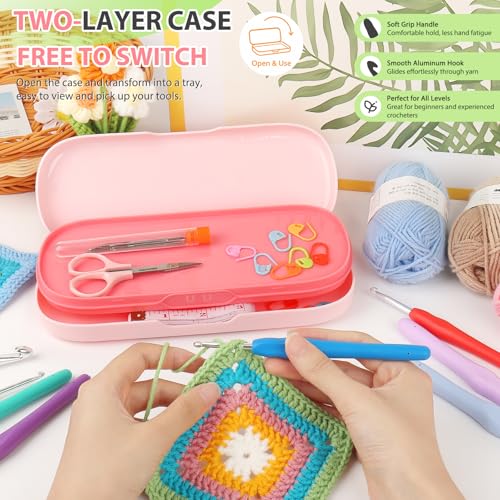 Image of Coopay Crochet Hooks Set with Case,12 Sizes Crochet Hook Kit for Arthritic Hands 2mm(B)-8mm(L), Ergonomic Soft Grip Crochet Needles Set for Beginner Adults-Ideal Gifts