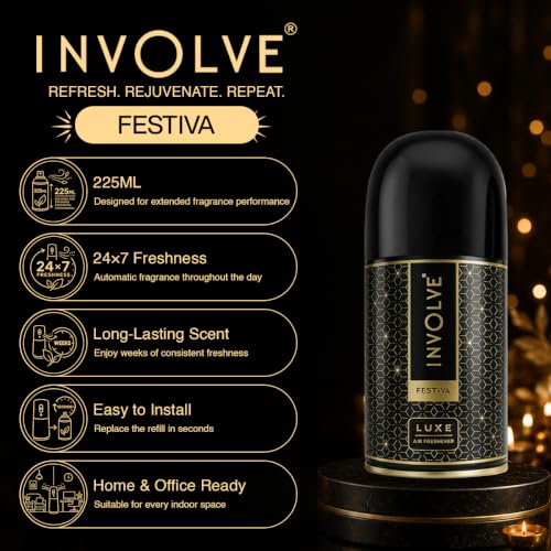 Image of Involve Luxe - Festiva Automatic Room Fresheners Refill Pack | 2200 Sprays Guaranteed | Lasts up to 60 Days (225ml) | Automatic Home Fresheners | Long Lasting Fragrance
