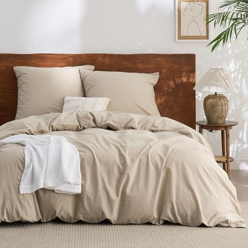 BEDSURE Bettwäsche 200x200 Baumwolle 3teilig - Bettwäsche-Sets Hazeltaupe...