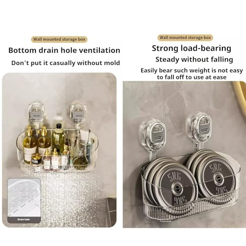 Étagère de Douche à Ventouse Transparente Boîte de Rangement