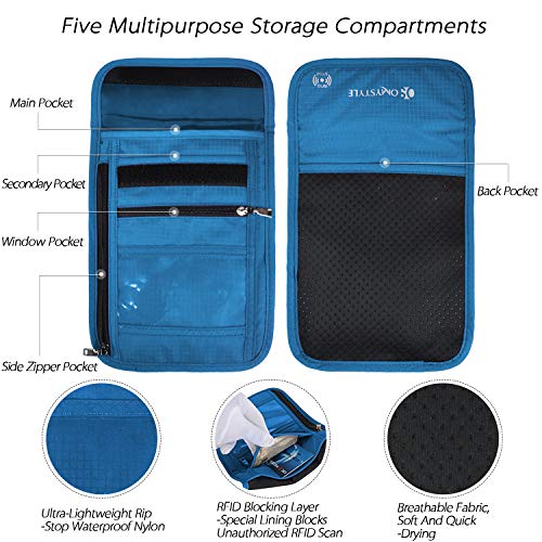 image for OMYSTYLE RFID Blocking Passport Holder Travel Neck Pouch Neck Wallet f
