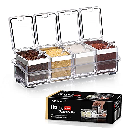 Aogist B07XNX6QG2_CA NARF Kitchen Spice Pots 4 Pieces Clear Seasoning Box thumb #6