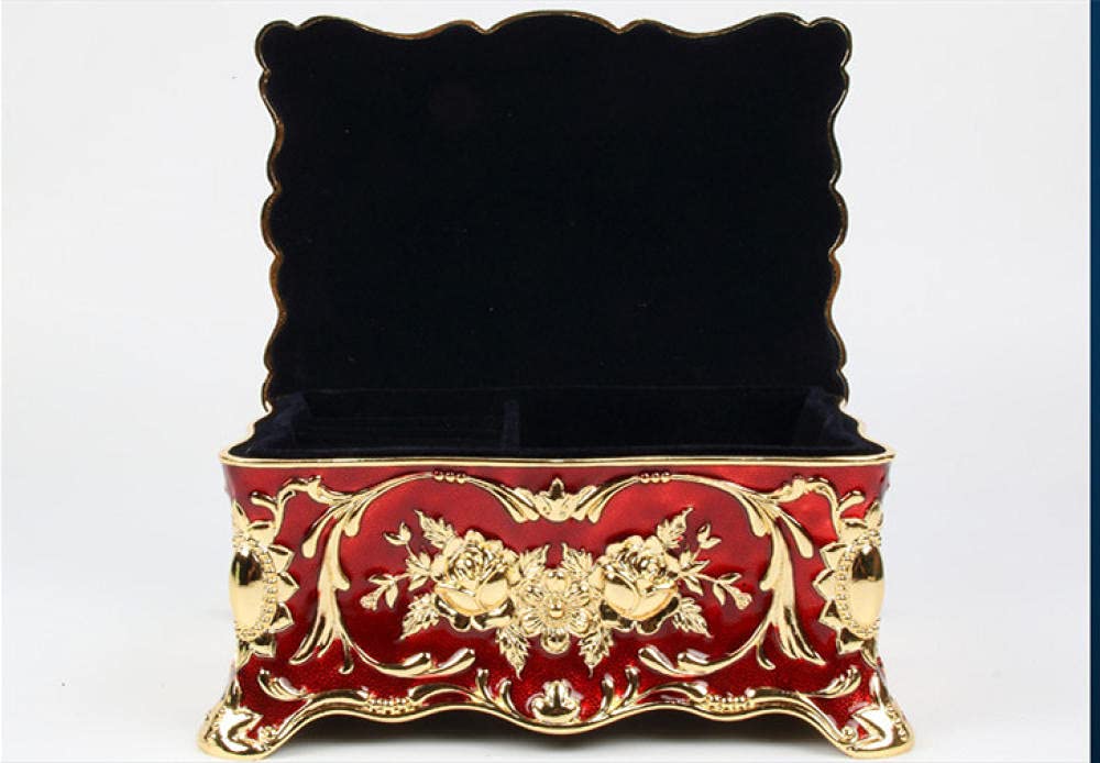 Adorno De Escultura Caja De Almacenamiento De La Pulsera De Los Pendientes del Anillo De La Caja De La Joyería De Múltiples Capas del Diamante del Color del Esmalte del Metal
