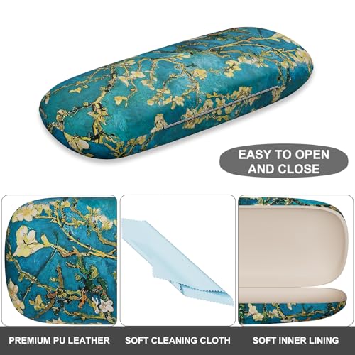 Image of Eyeglasses Case, Portable Hard Shell Protective Case for Glasses, Eyeglass Holder Box for Women with Cleaning Cloth