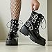 OEWHNGD Womens Chelsea Combat Boots Fashion Lug Platform Chunky Heel Lace Up Goth Boots Buckle Strap Punk Short Booties With Zipper (patent leather black,8.5)