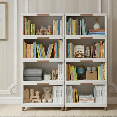 mechdel Cupboard Rack for Clothes Plastic Cabinet for Storages Foldable Wardrobe for Clothes Plastic Cloth Rack for Storages Clothe Storage (Cupboard Rack-1 Door - White, 4+4 (Set))