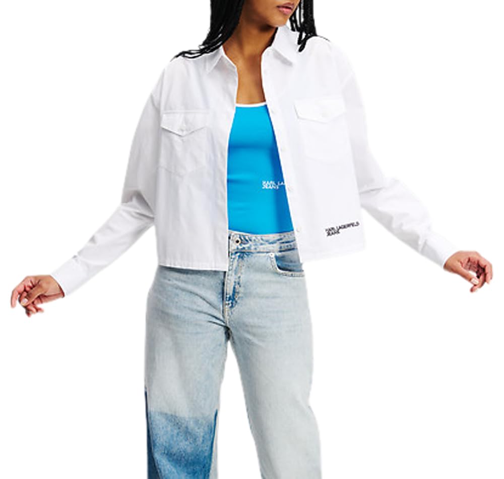 KARL LAGERFELD JEANS Women Logo Shirt White L