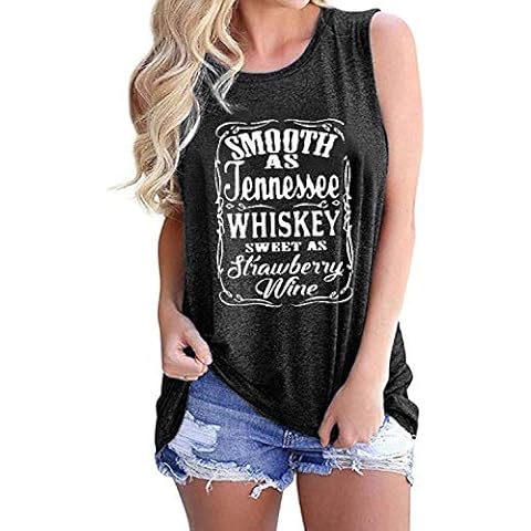 Sxkayxr Womens Smooth As Tennessee Whiskey Sweet As Strawberry Wine Tank Tops Round Neck Sleeveless Tee Shirt for Women Cover