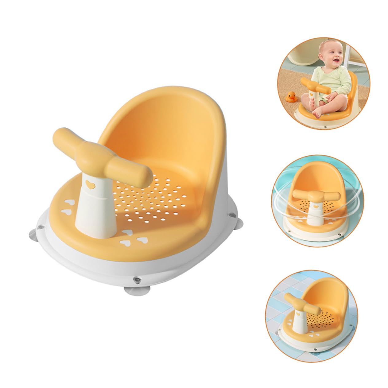Asiento de Baño para Bebés de 12 Meses Soporte Antideslizante y Diseño Compacto en Pp y Tpe Adecuado Hora del Baño y Juegos Seguros