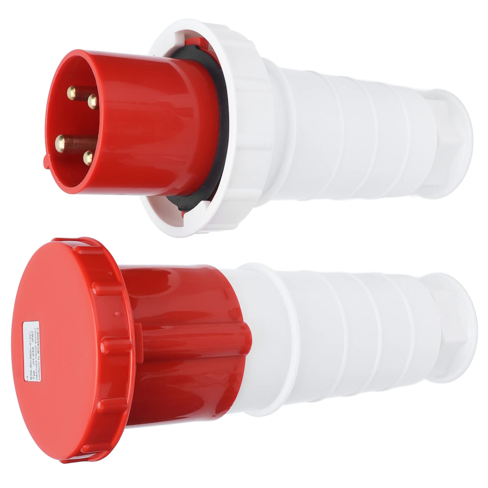 Enchufe Industrial Conector Impermeable Trifásico de 4 Pines IP67 para Uso en Exteriores 380V 63A Material de Polipropileno
