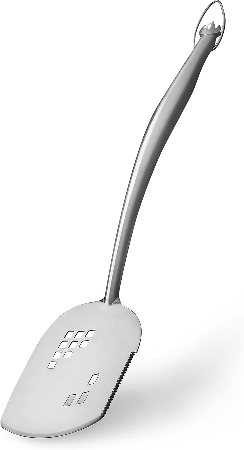 Napoleon PRO Spatula - Stainless Steel, Oversized Head, Integrated Bottle Opener, Serrated Edge for Slicing and Trimming