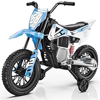 S6 12V Kids Motorcycle, 2x25W Ride on Electric Bike, Equipped with Safety Training Wheels, Self-Control Throttle Grip, Bluetooth, Multi Music, Spring Suspension, Idea Present for Kids