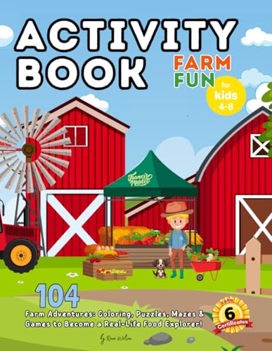 Farm Fun Coloring and Activity Book: 104 Fun Farm Adventures with Coloring, Puzzles, Mazes & Games that turn Kids into Real-Life Food Explorers | For ... playdates, classrooms & farm-loving families image 2