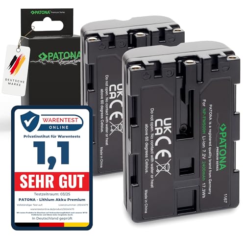 PATONA 2X Premium Batería Repuesto para Sony NP FM500H 2400mAh Compatible con Sony Alpha DSLR A100 A200 A300 A350 A450 A500 A550 A560 A580 A700 A850 A900 SLT A57 A65 A77 A99 II FM500H