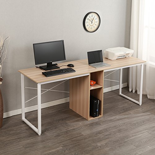 Soges 2 Person Home Office Desk,78 Inches Large Double Workstation Desk, Writing Desk For Two People, Craft Table With Storage, Maple, Hz011-200-Mo #TOP4